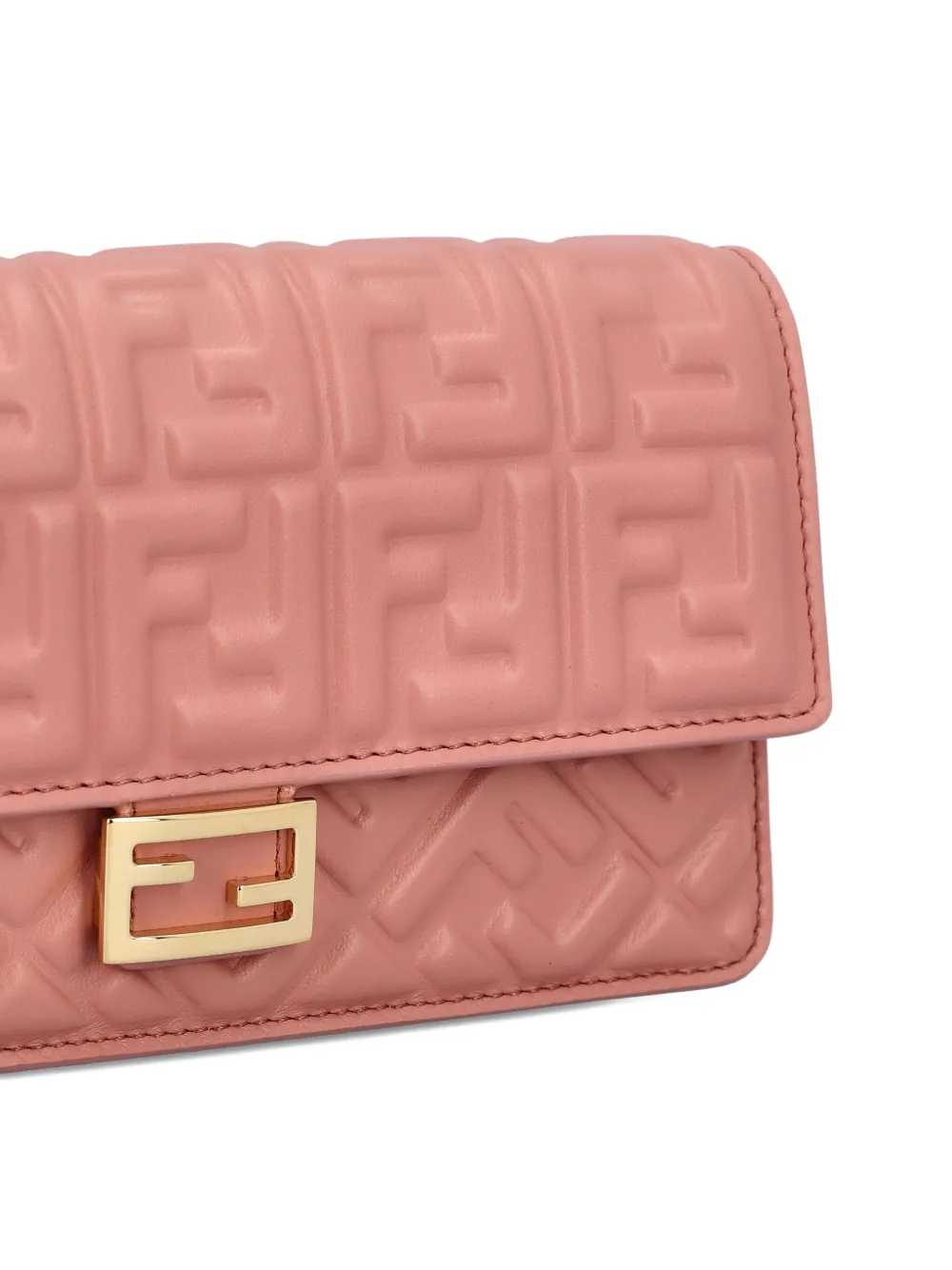 Fendi Wallet On Chain Uette In Nappa Leather With Ff Motif Accessories In Orange