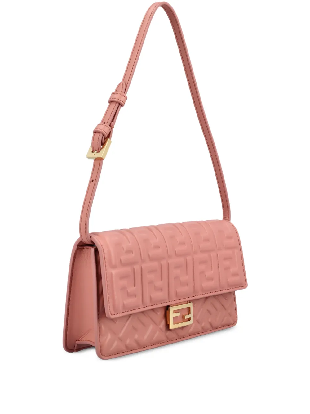 FENDI Baguette leren portemonnee met logo-reliëf Roze