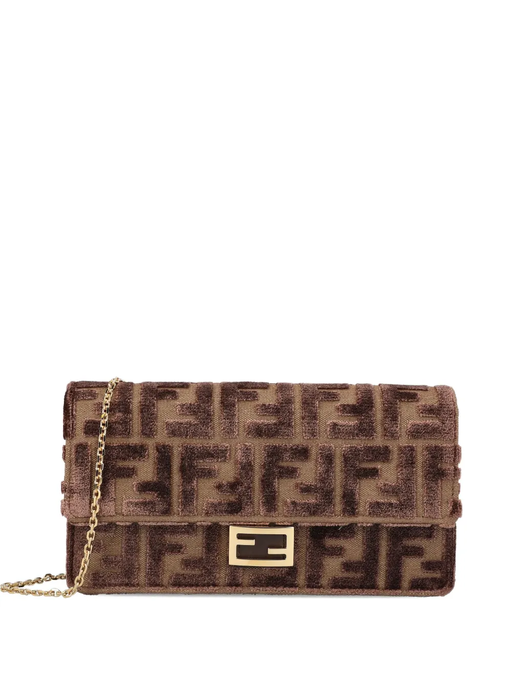 FENDI jacquard-pattern buckle shoulder bag - Marrone