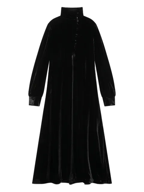 MALIPARMI velvet buttoned turtleneck maxi dress