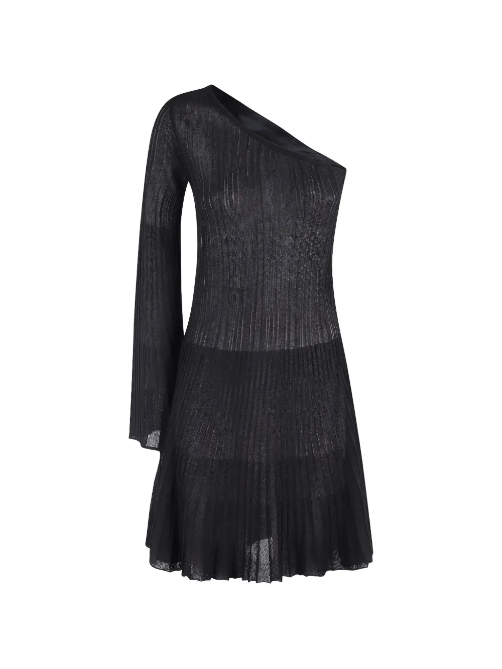 Federica Tosi one-shoulder ribbed mini dress - Nero