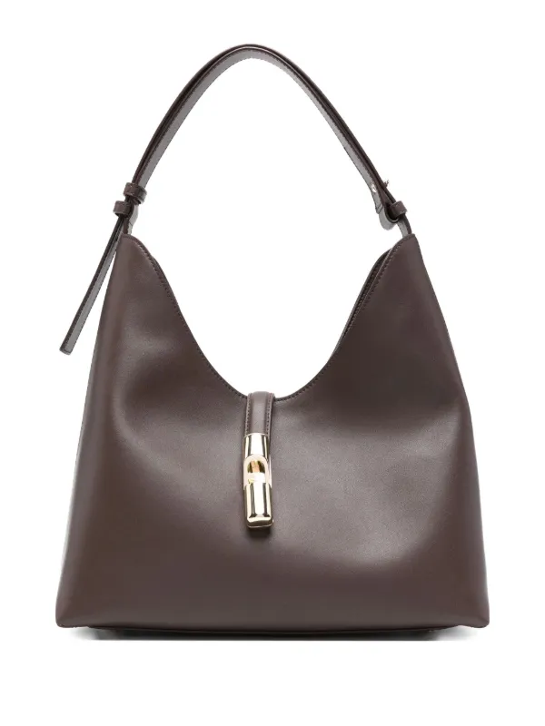 FURLA ブラウン ショルダーバッグ 金属ロゴ Furla ロゴ ショルダーバッグ M | ブラウン | FARFETCH JP