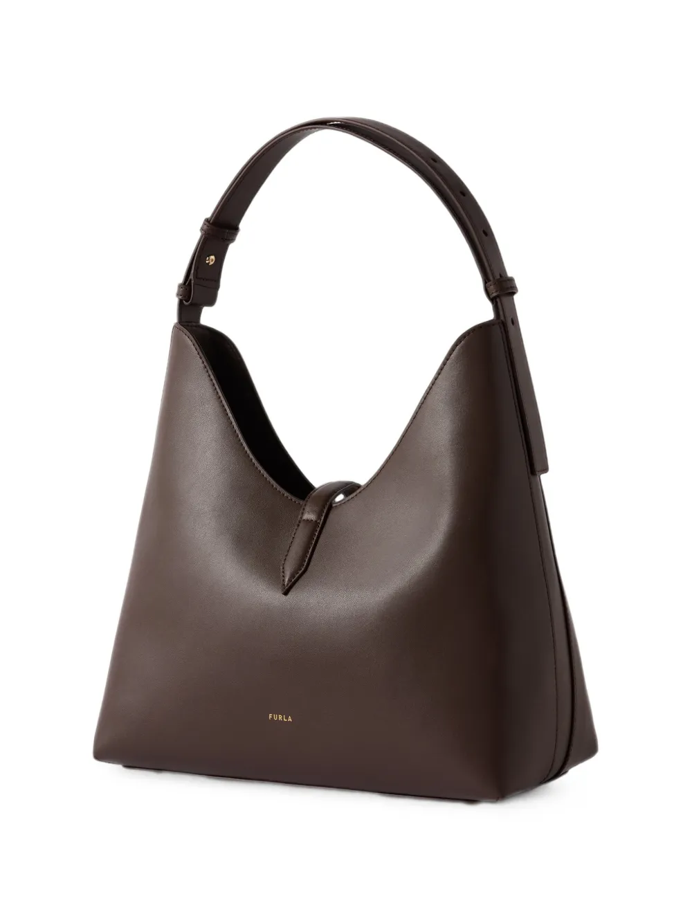 Furla Medium leren schoudertas met logodetail Bruin