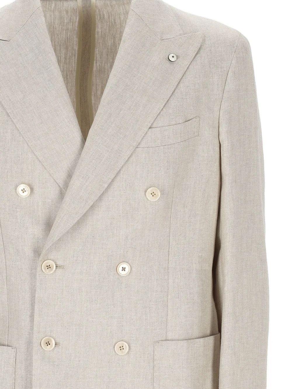 L.b.m 1911 Double-breasted Linen Blazer In Neutral