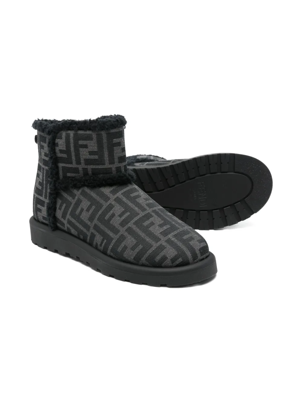 Fendi Kids FF-motif ankle boots - Grijs