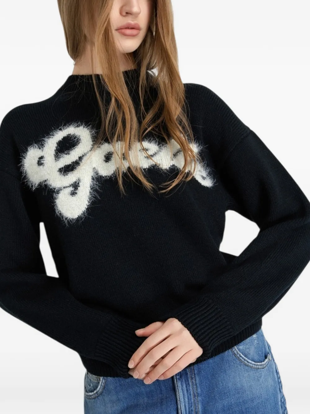 Gaelle logo detail sweater - Nero