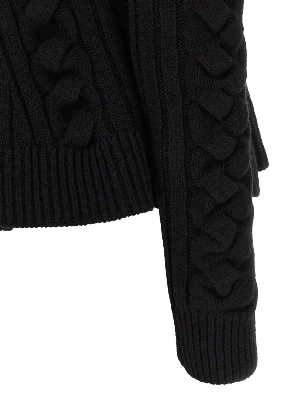 Alexander Mcqueen Braided Knitted Cardigan In Black