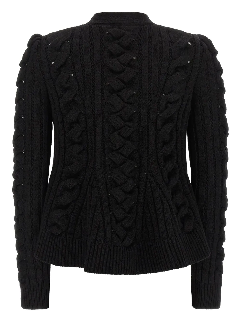 Alexander Mcqueen Braided Knitted Cardigan In Black
