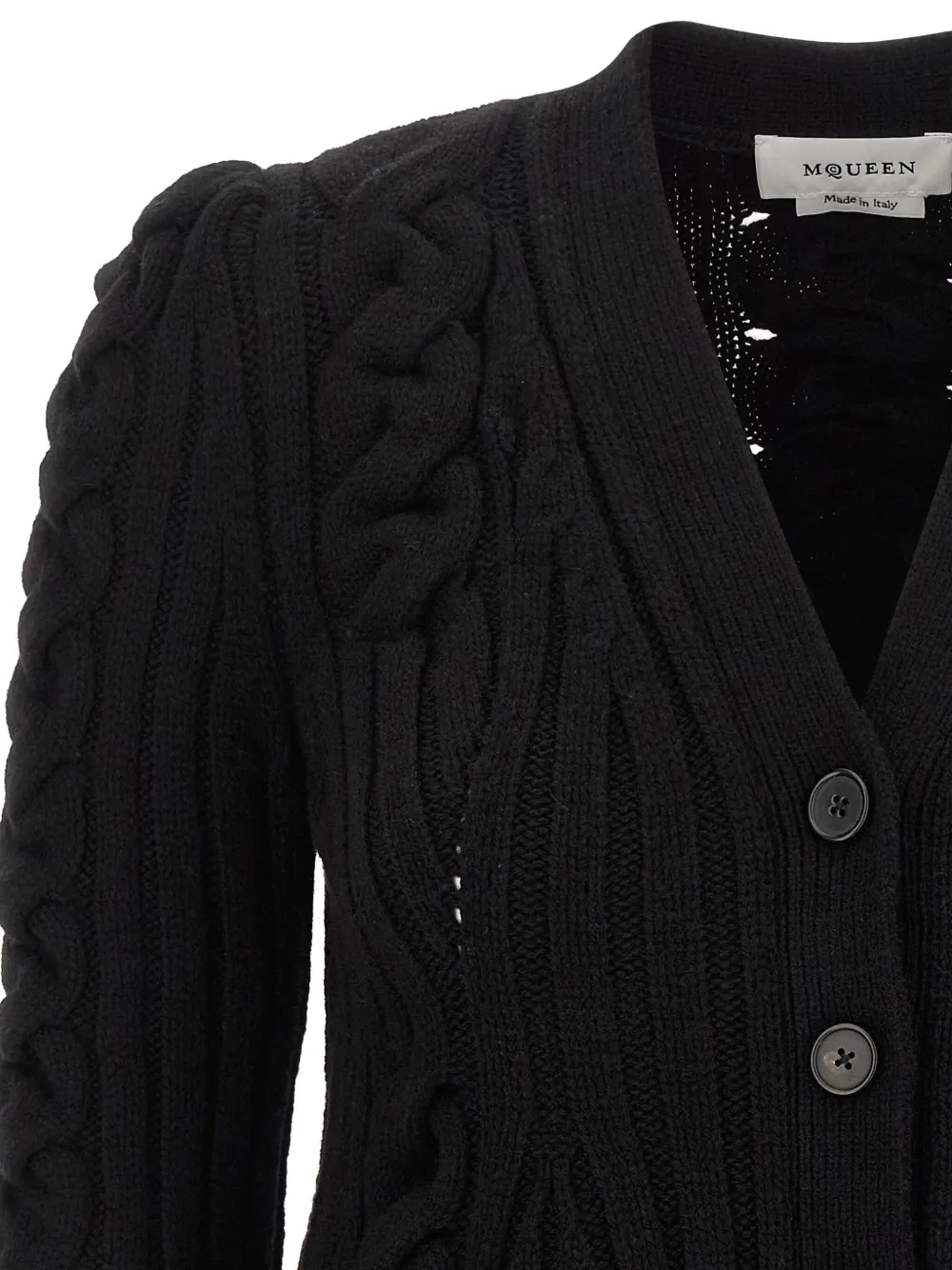Alexander Mcqueen Braided Knitted Cardigan In Black
