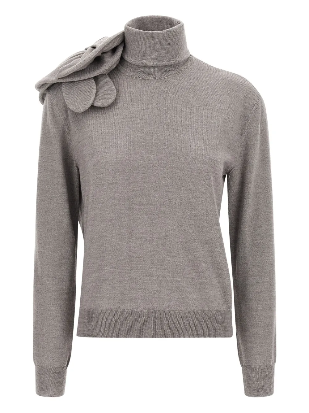Moschino Floral Design Knit Sweater Turtleneck In Gray