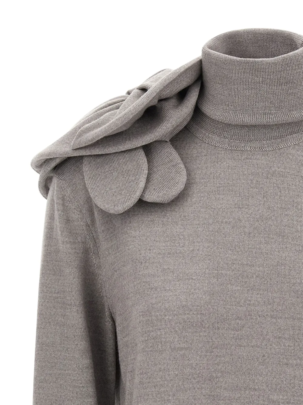 Moschino Floral Design Knit Sweater Turtleneck In Gray