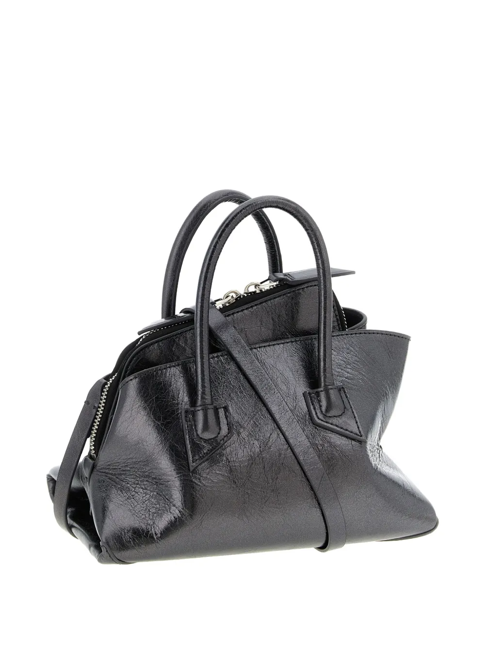 Attico Mini La Passeggiata Embossed-logo Tote Bag In Black