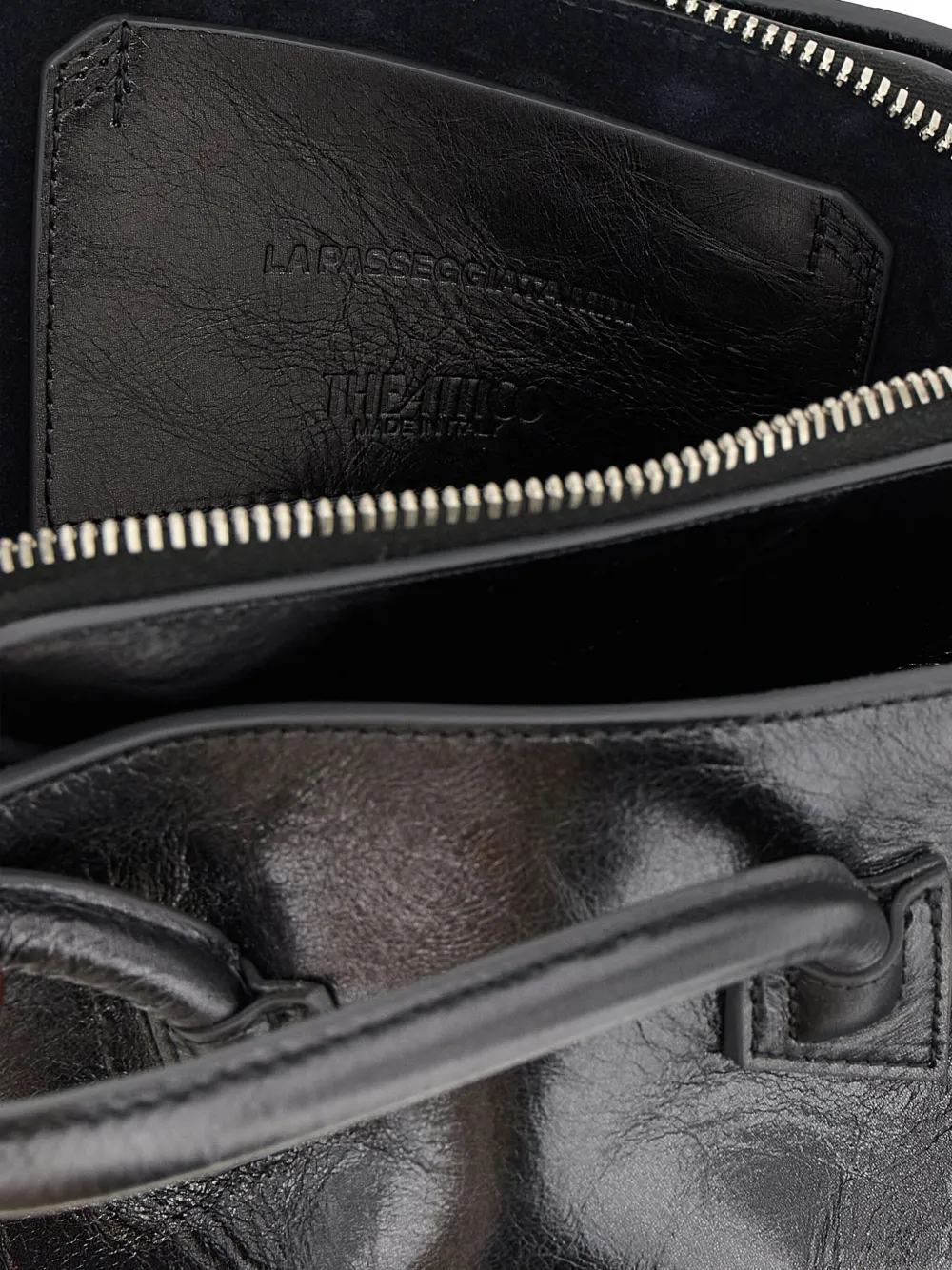Attico Mini La Passeggiata Embossed-logo Tote Bag In Black