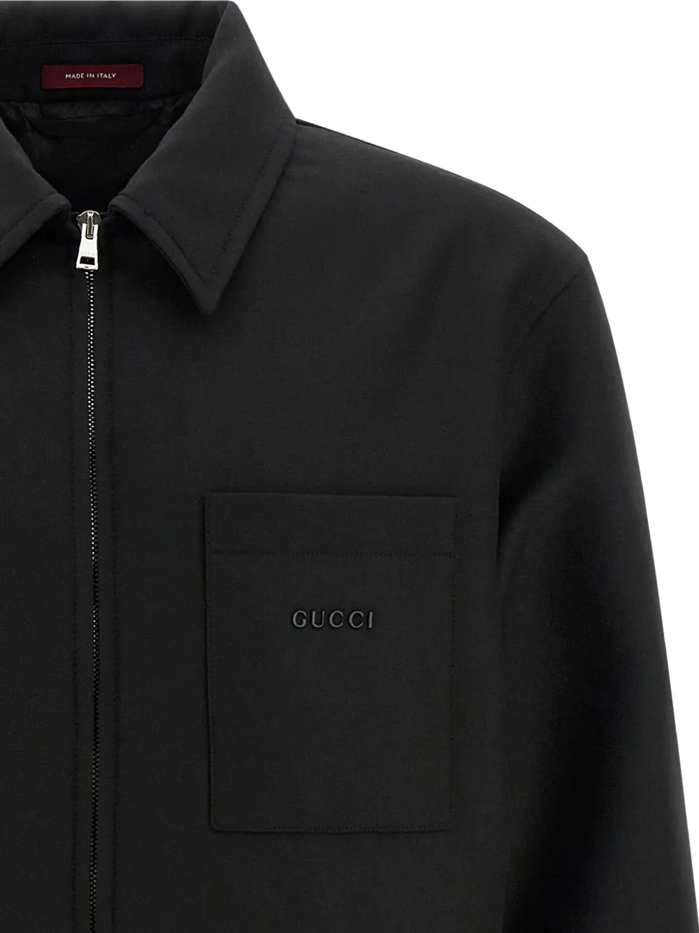 Gucci Twill shirtjack met logo Zwart