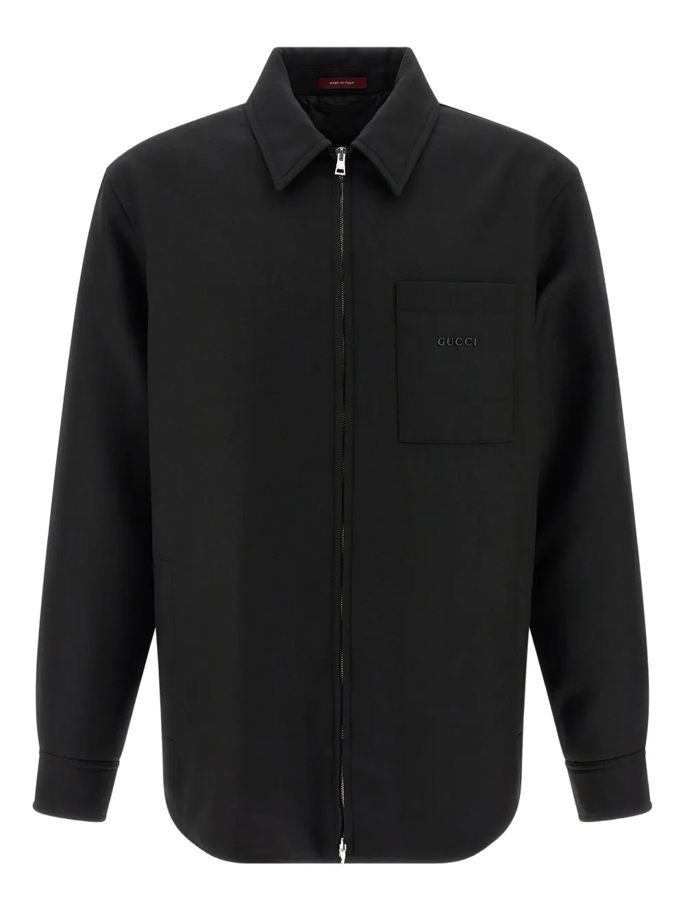 Gucci twill logo-lettering overshirt | Black | Image 1