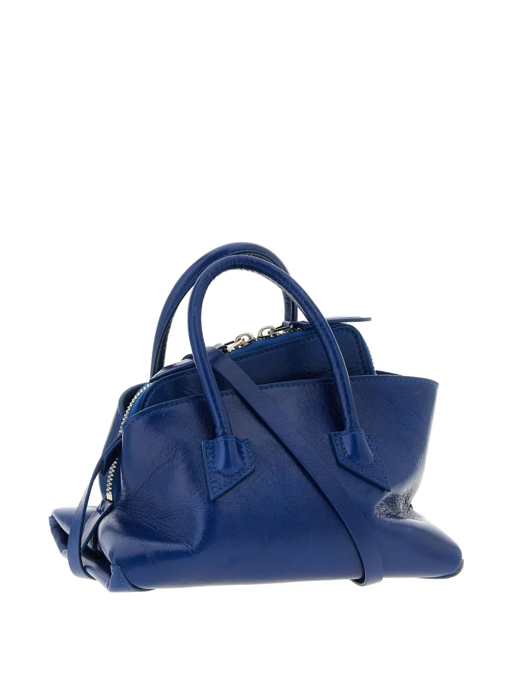 Attico Mini La Passeggiata Embossed-logo Tote Bag In Blue
