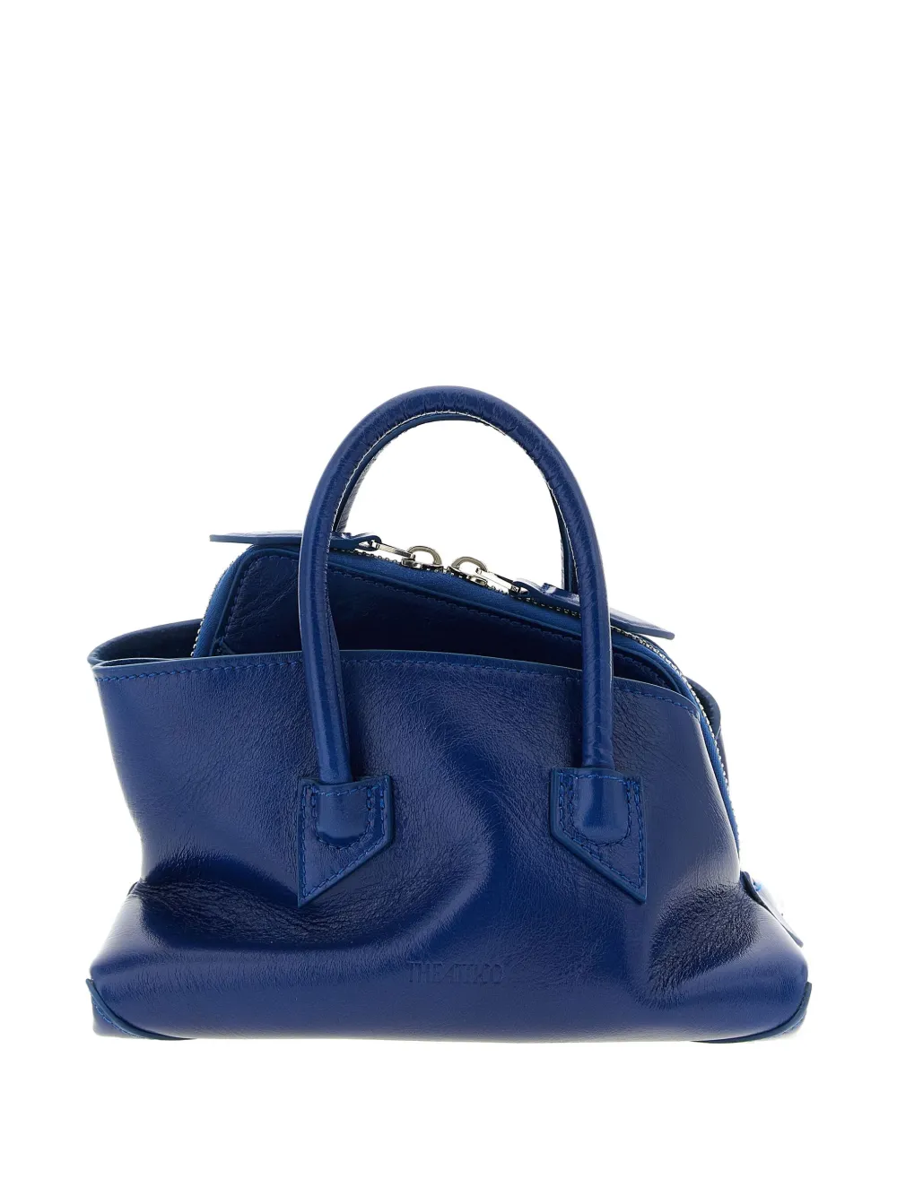 Attico Mini La Passeggiata Embossed-logo Tote Bag In Blue