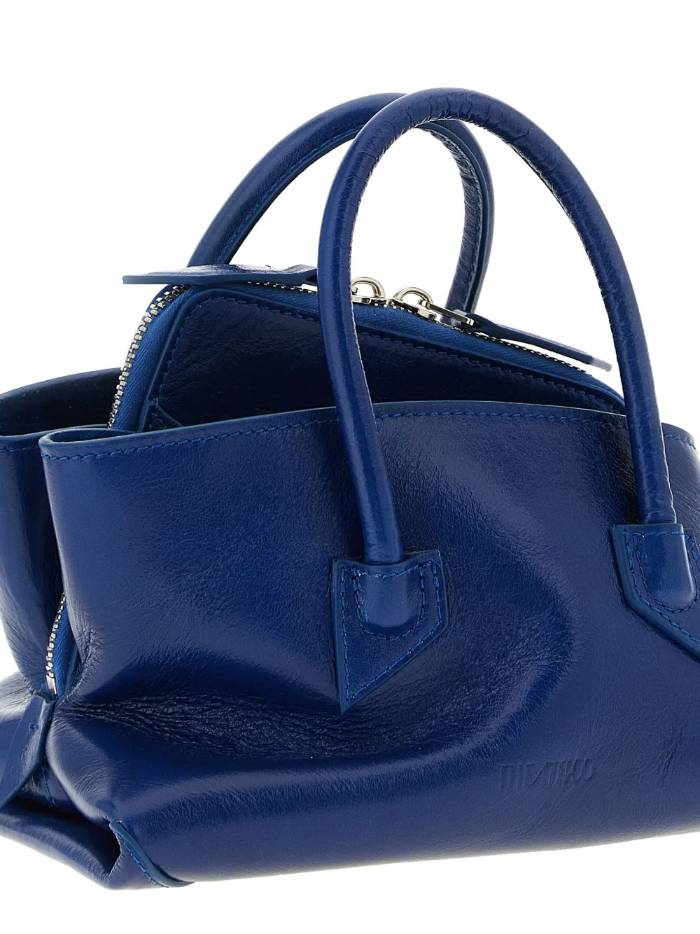 Attico Mini La Passeggiata Embossed-logo Tote Bag In Blue
