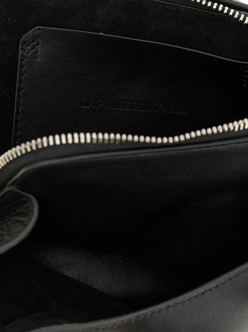 Attico Mini La Passeggiata Embossed-logo Tote Bag In Black