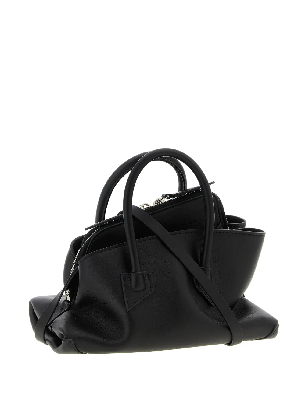 Attico Mini La Passeggiata Embossed-logo Tote Bag In Black