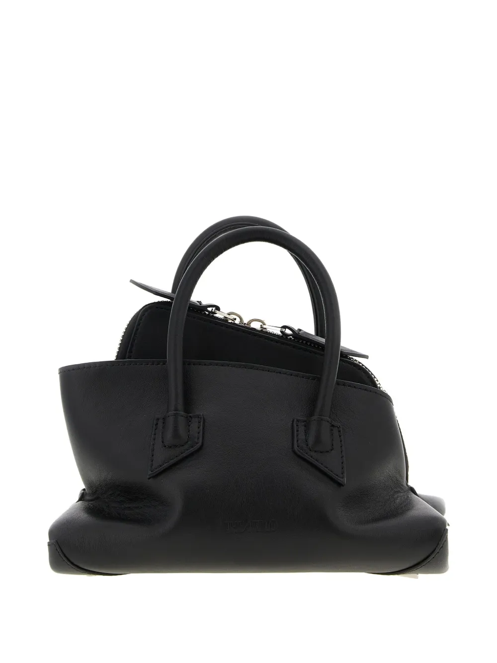 Attico Mini La Passeggiata Embossed-logo Tote Bag In Black