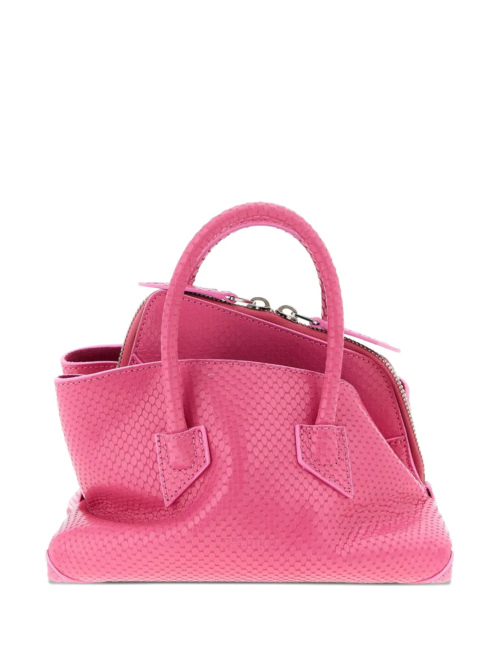 Attico Mini La Passeggiata Snake-print Tote Bag In Pink