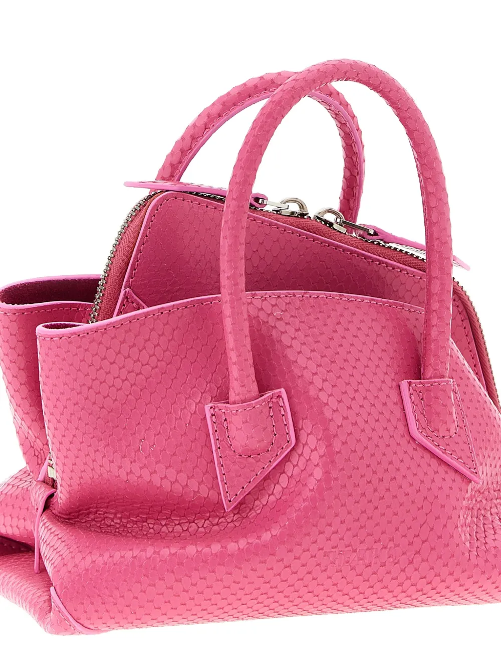 Attico Mini La Passeggiata Snake-print Tote Bag In Pink