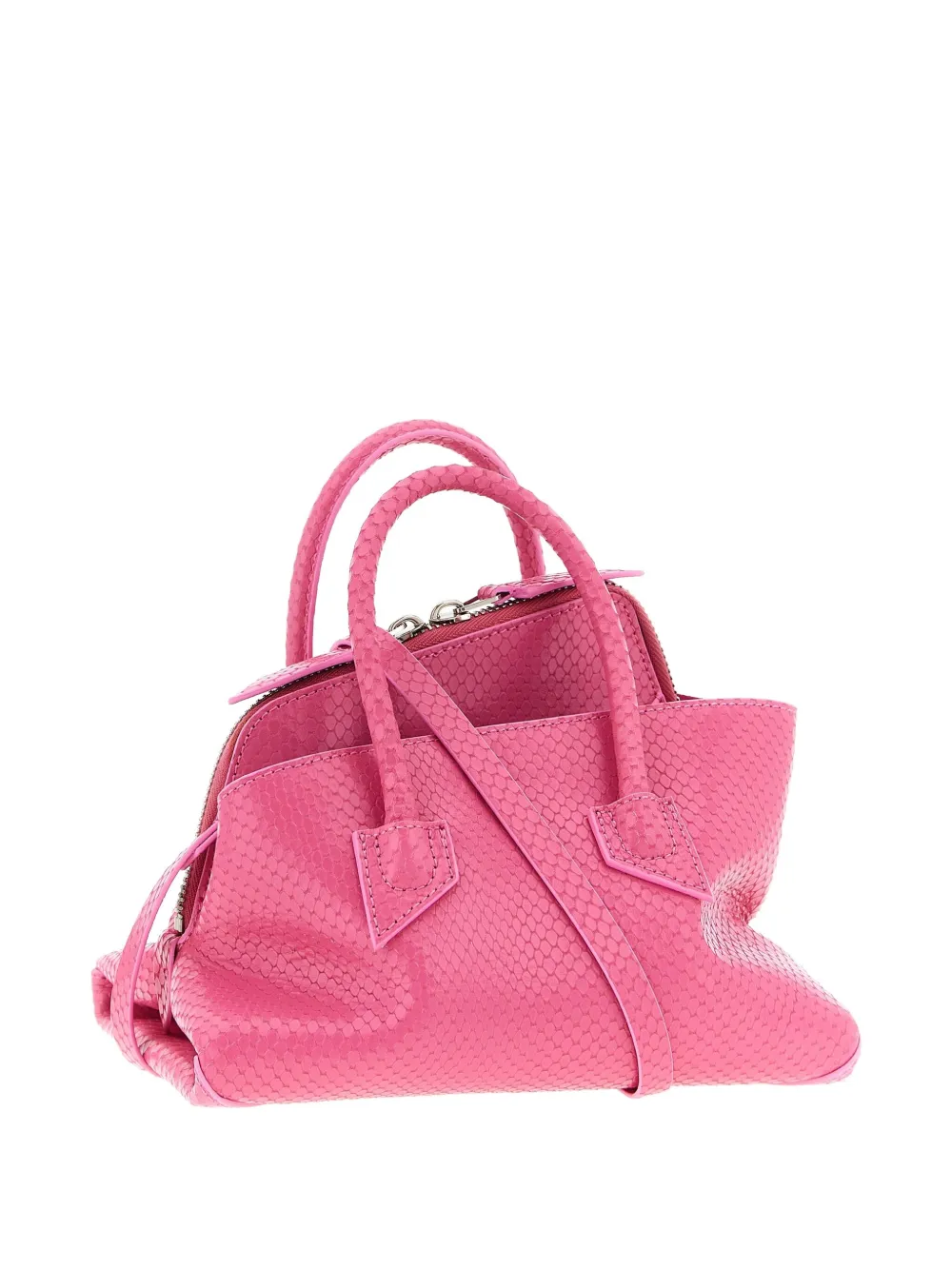 Attico Mini La Passeggiata Snake-print Tote Bag In Pink