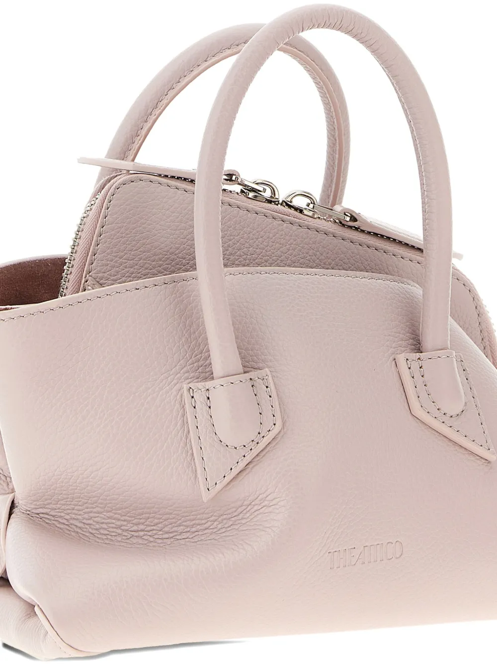 Attico Mini La Passeggiata Embossed-logo Tote Bag In Pink