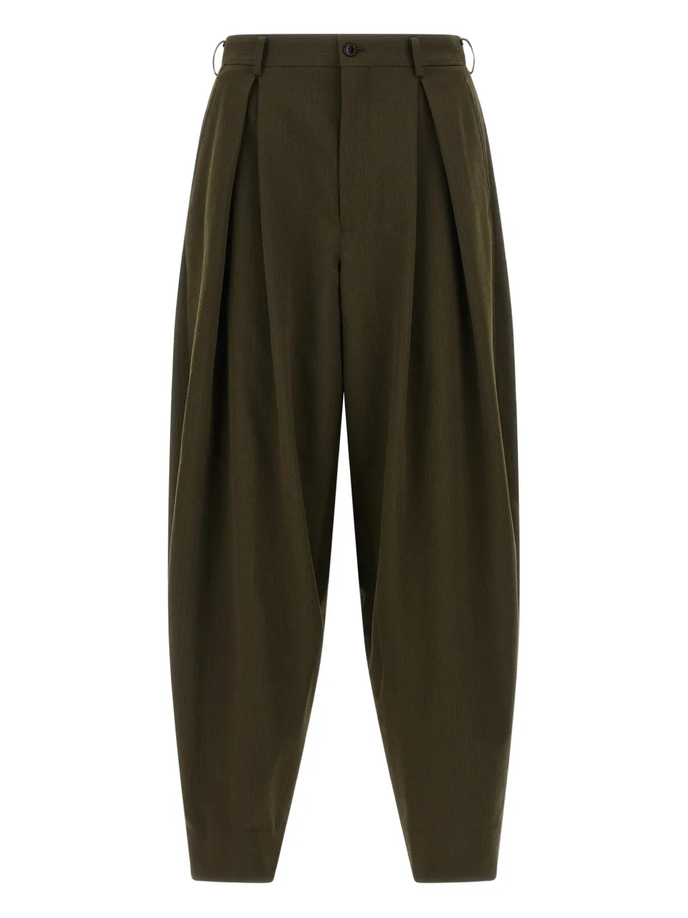 Comme Des Garçons Homme Deux Herringbone Pleated Trousers In Green