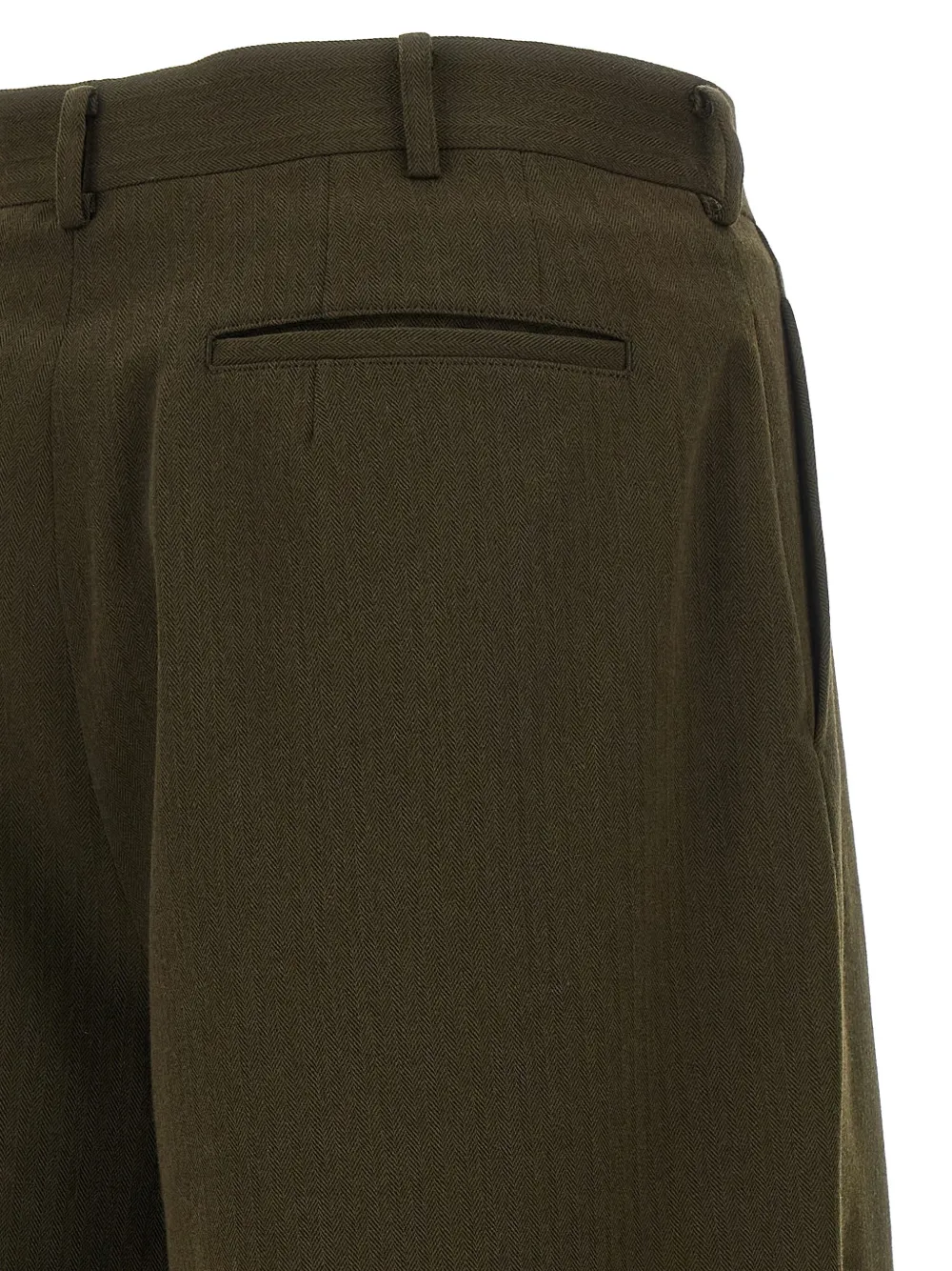 Comme Des Garçons Homme Deux Herringbone Pleated Trousers In Green