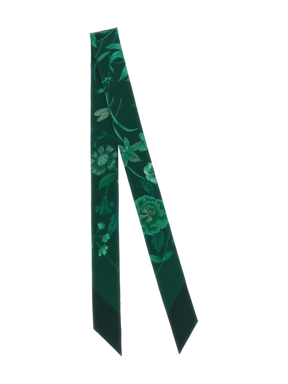 Gucci Flora-print Silk Scarf In Green