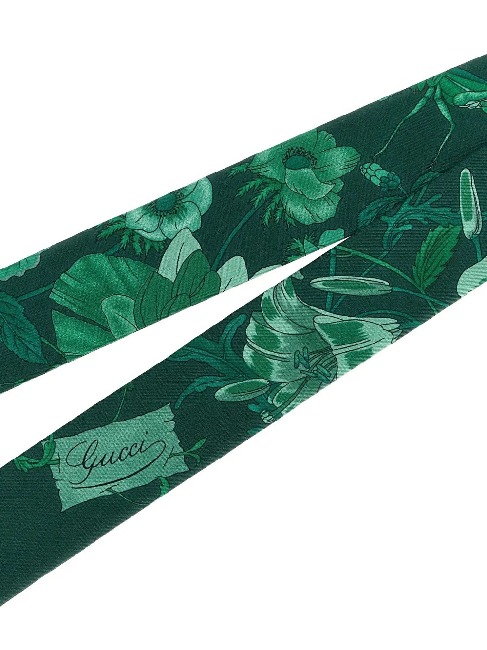 Gucci Flora-print Silk Scarf In Green
