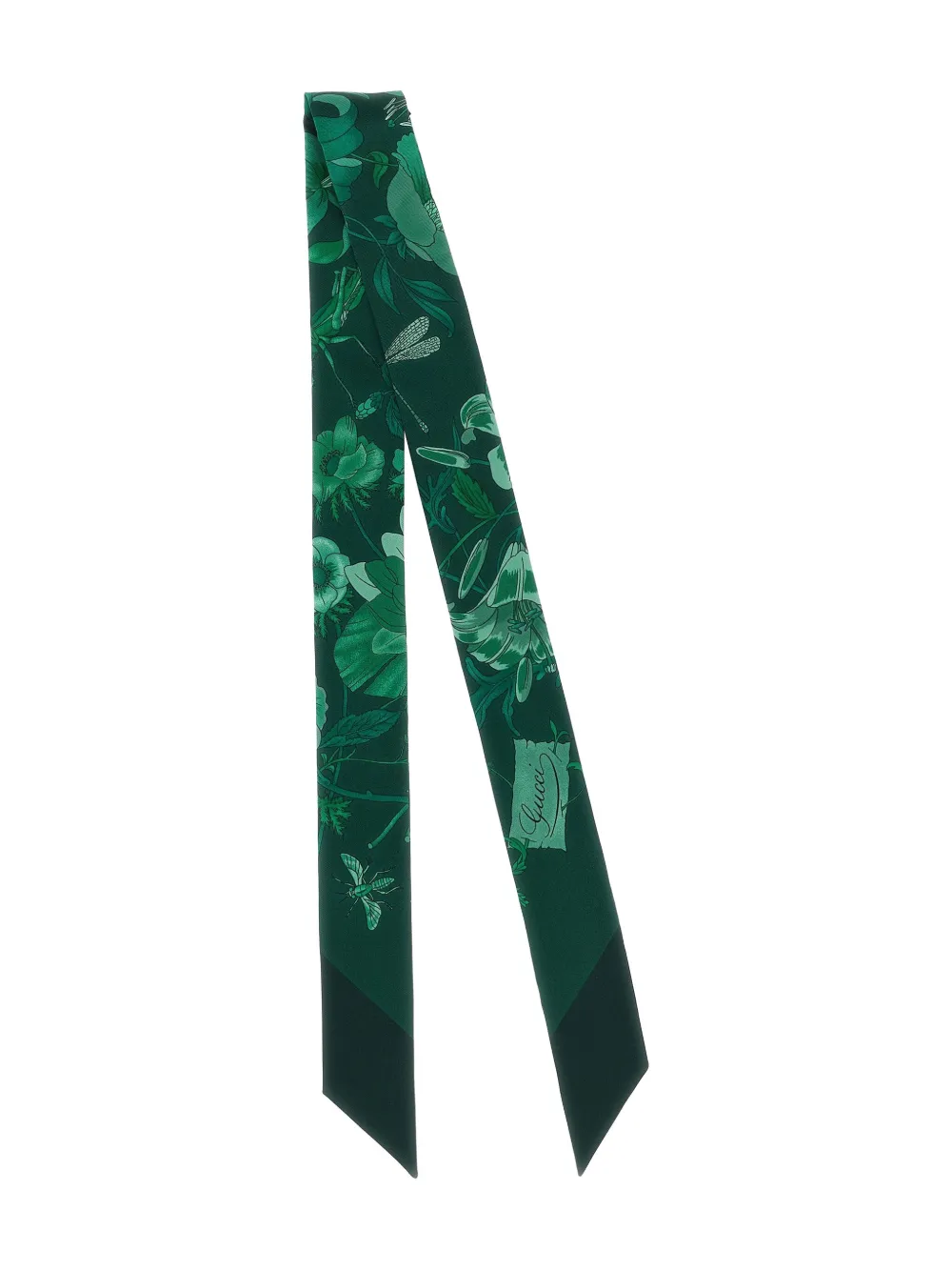 Gucci Flora-print Silk Scarf In Green