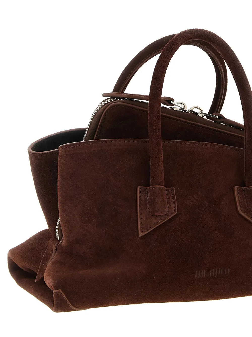 Attico Mini La Passeggiata Embossed-logo Tote Bag In Brown
