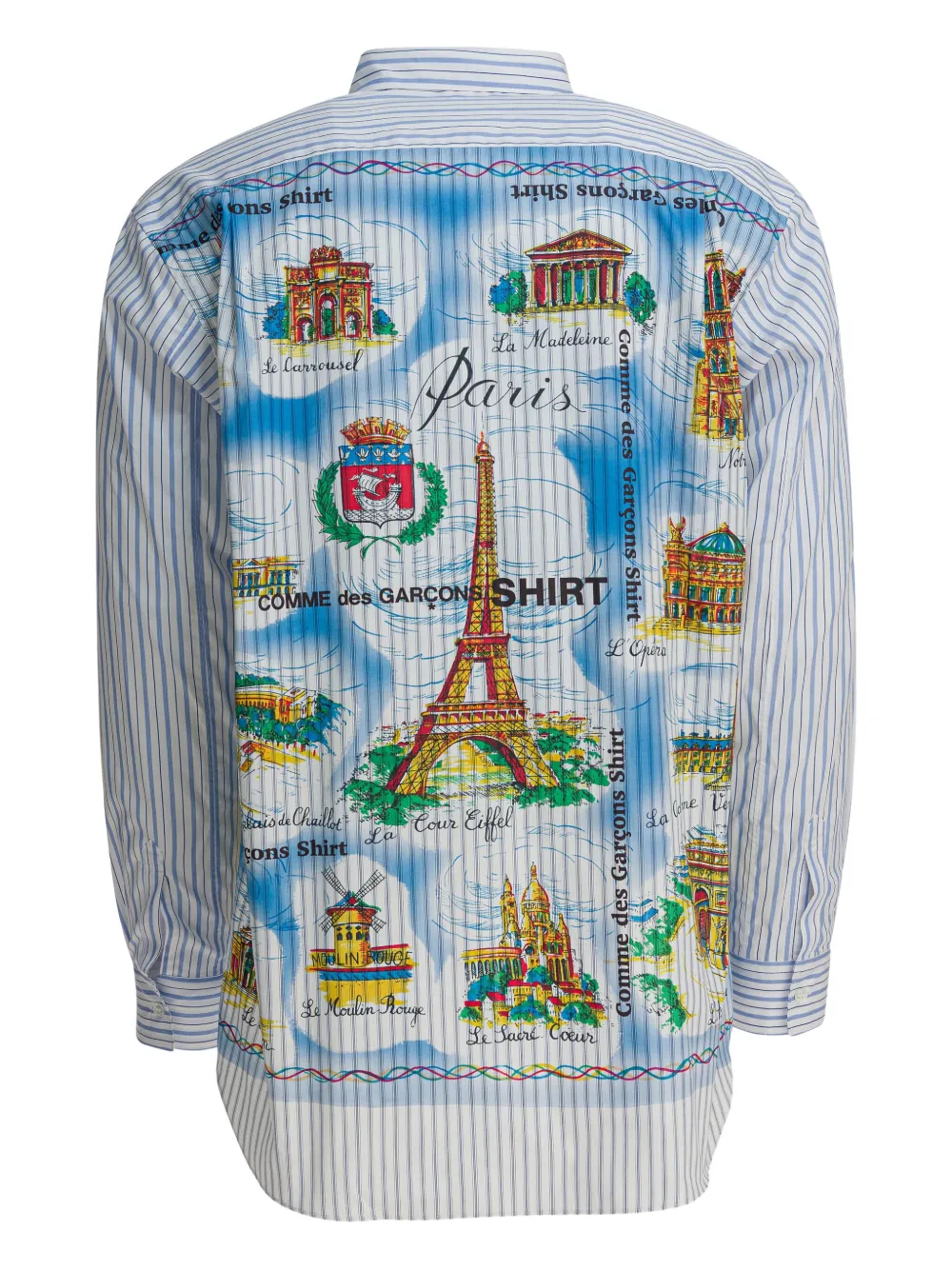 Comme Des Garçons stripe graphic-print shirt - Wit