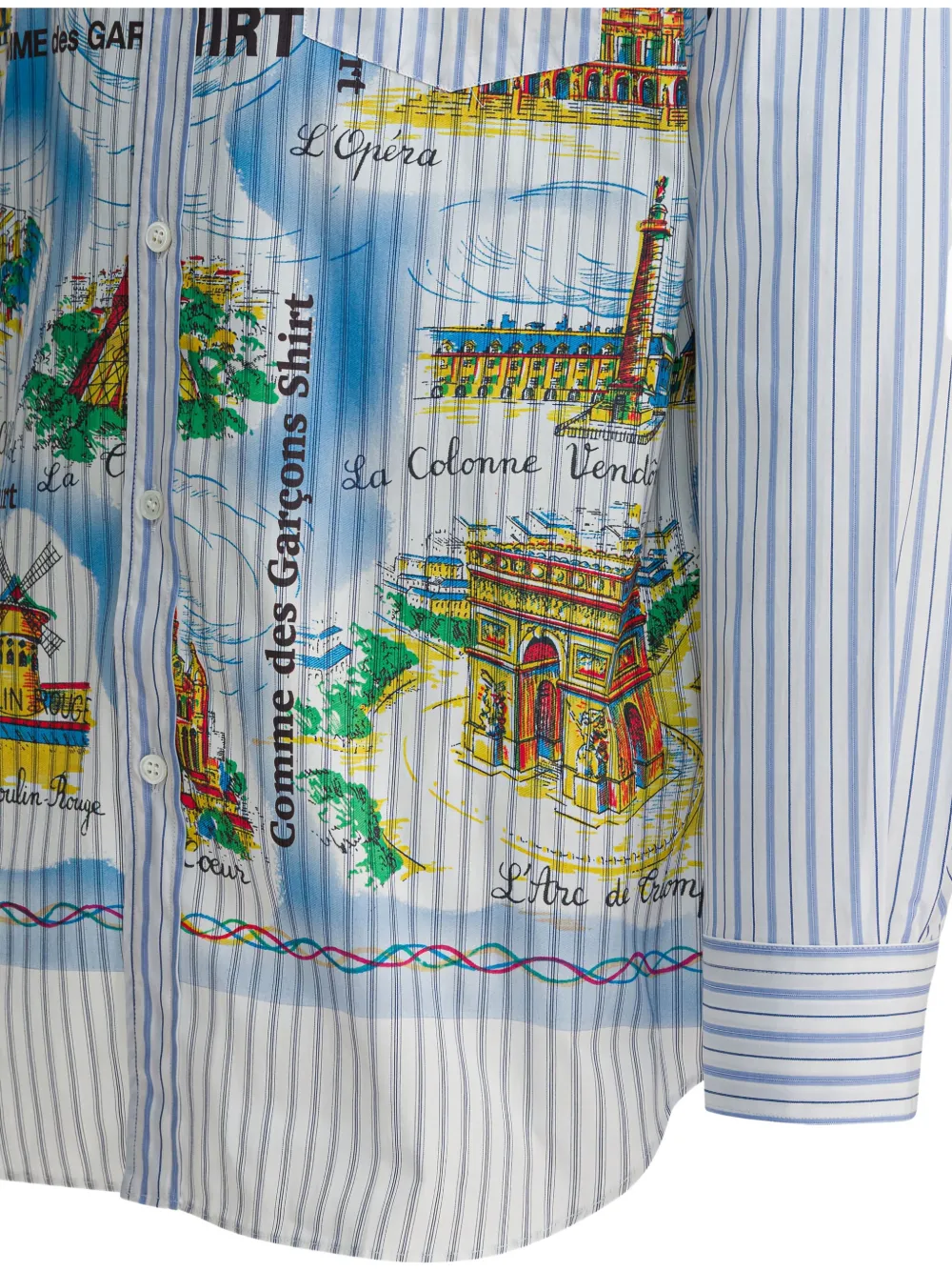 Comme Des Garçons Gestreept overhemd met grafische print Wit