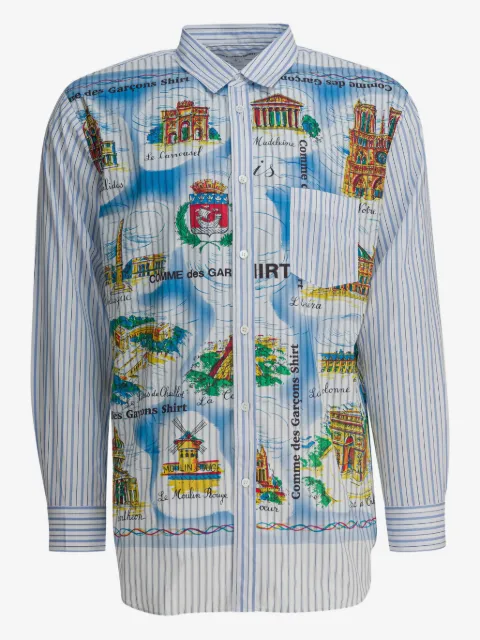 Comme Des Garçons stripe graphic-print shirt
