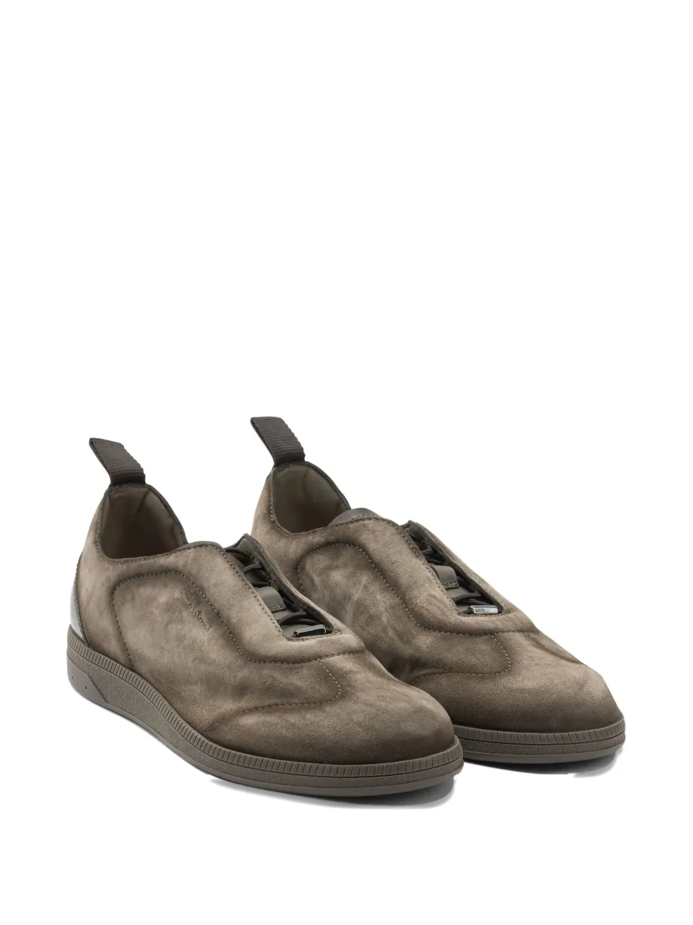 Santoni panelled leather sneakers Beige