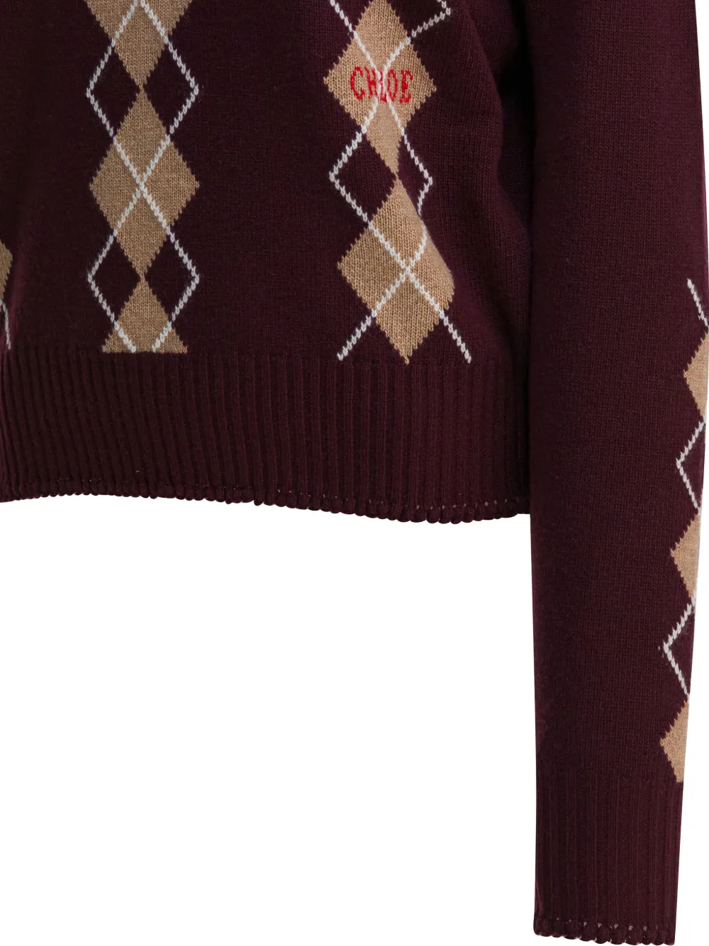 Chloé Wool And Cashmere V-neck Sweater Knitwear Bordeaux In Burgundy