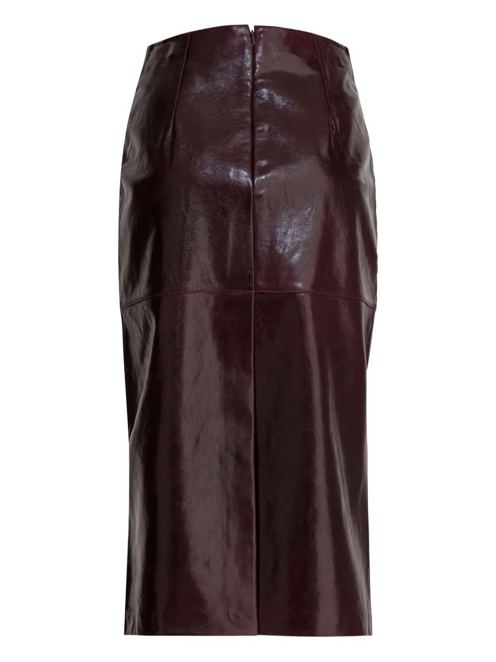 Sportmax Glossy Leather Midi Length Skirt In Brown