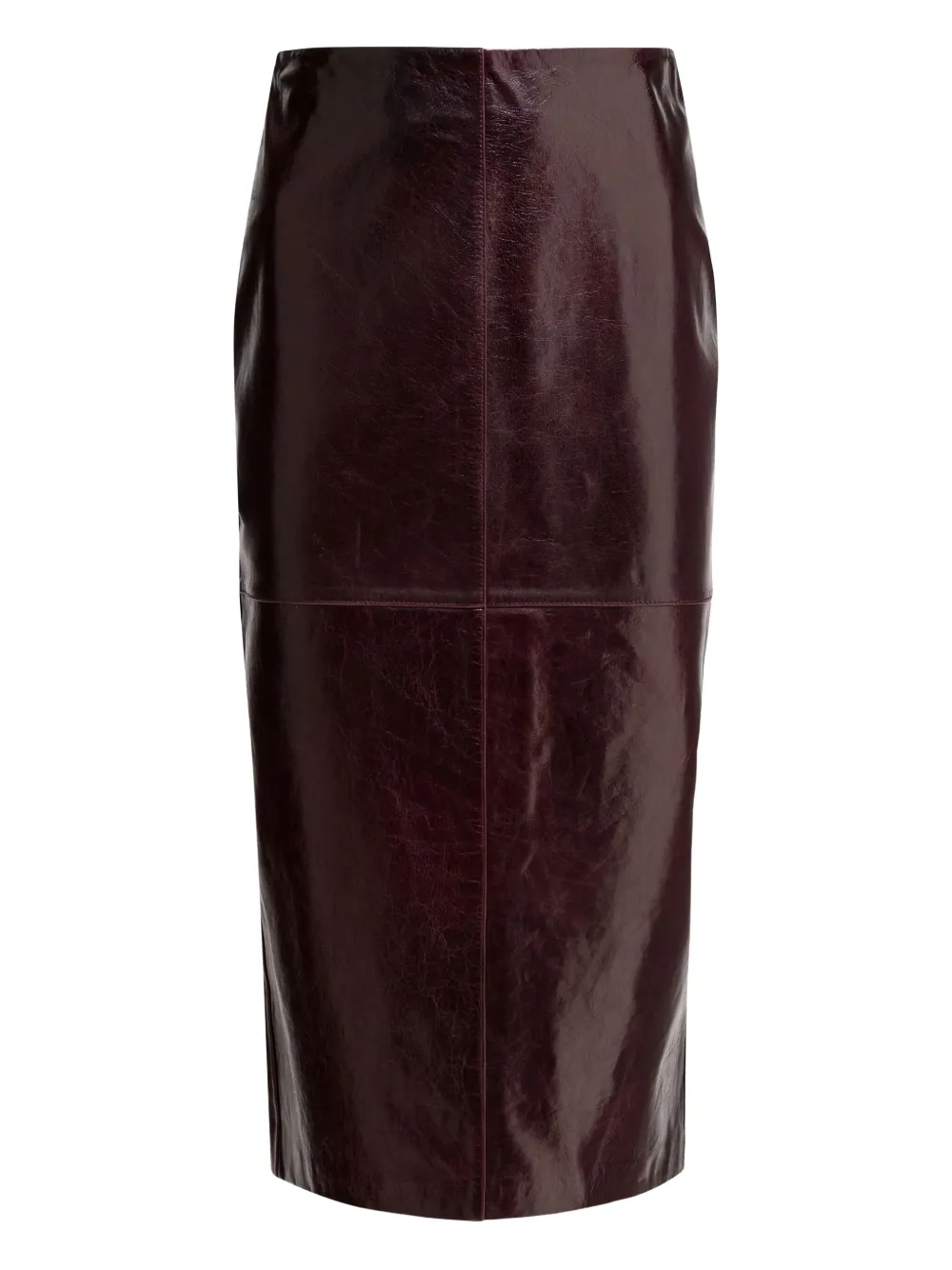 Sportmax Glossy Leather Midi Length Skirt In Brown