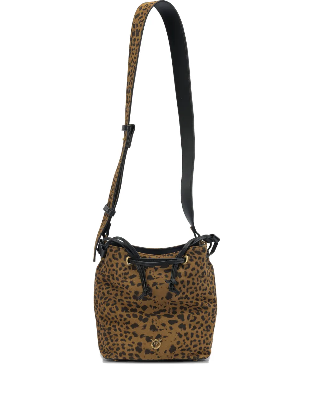 PINKO Leopard print drawstring shoulder bag - Marrone