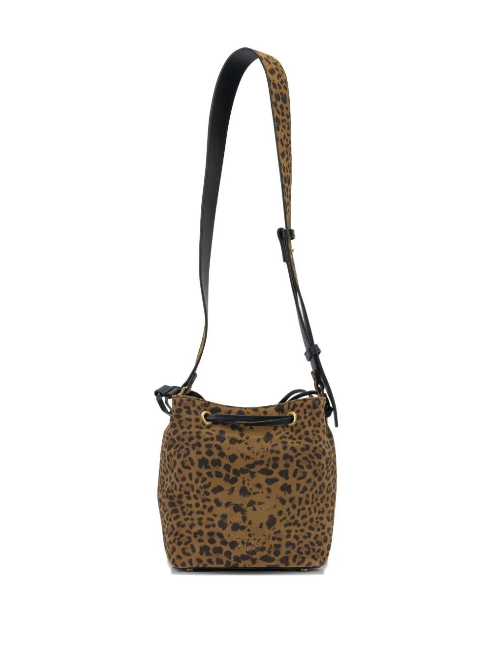 PINKO Leopard print drawstring shoulder bag - Bruin