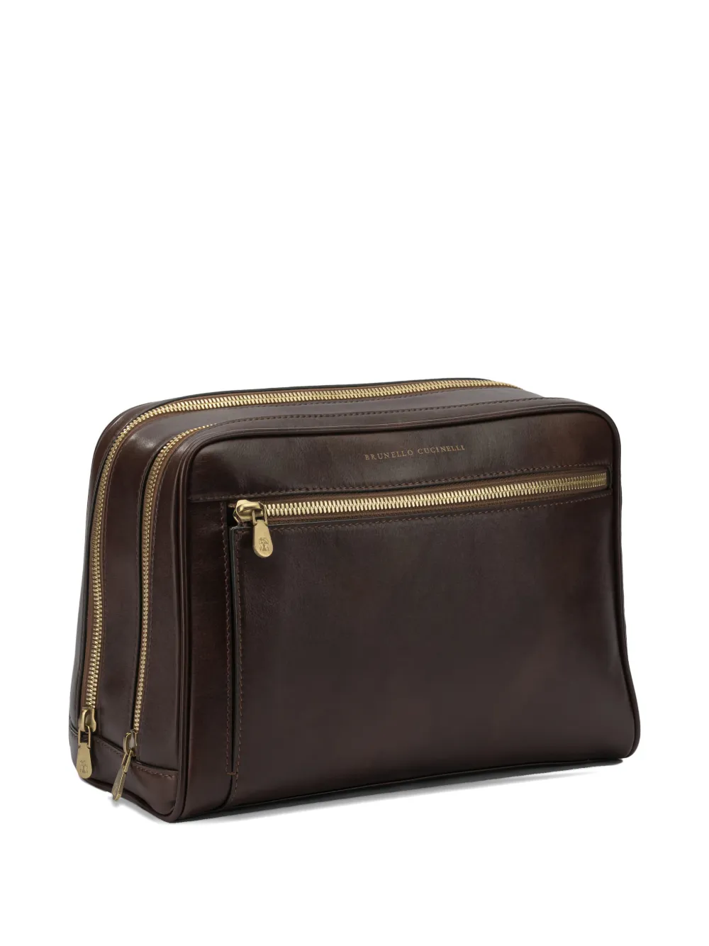 Brunello Cucinelli zip clutch bag Bruin