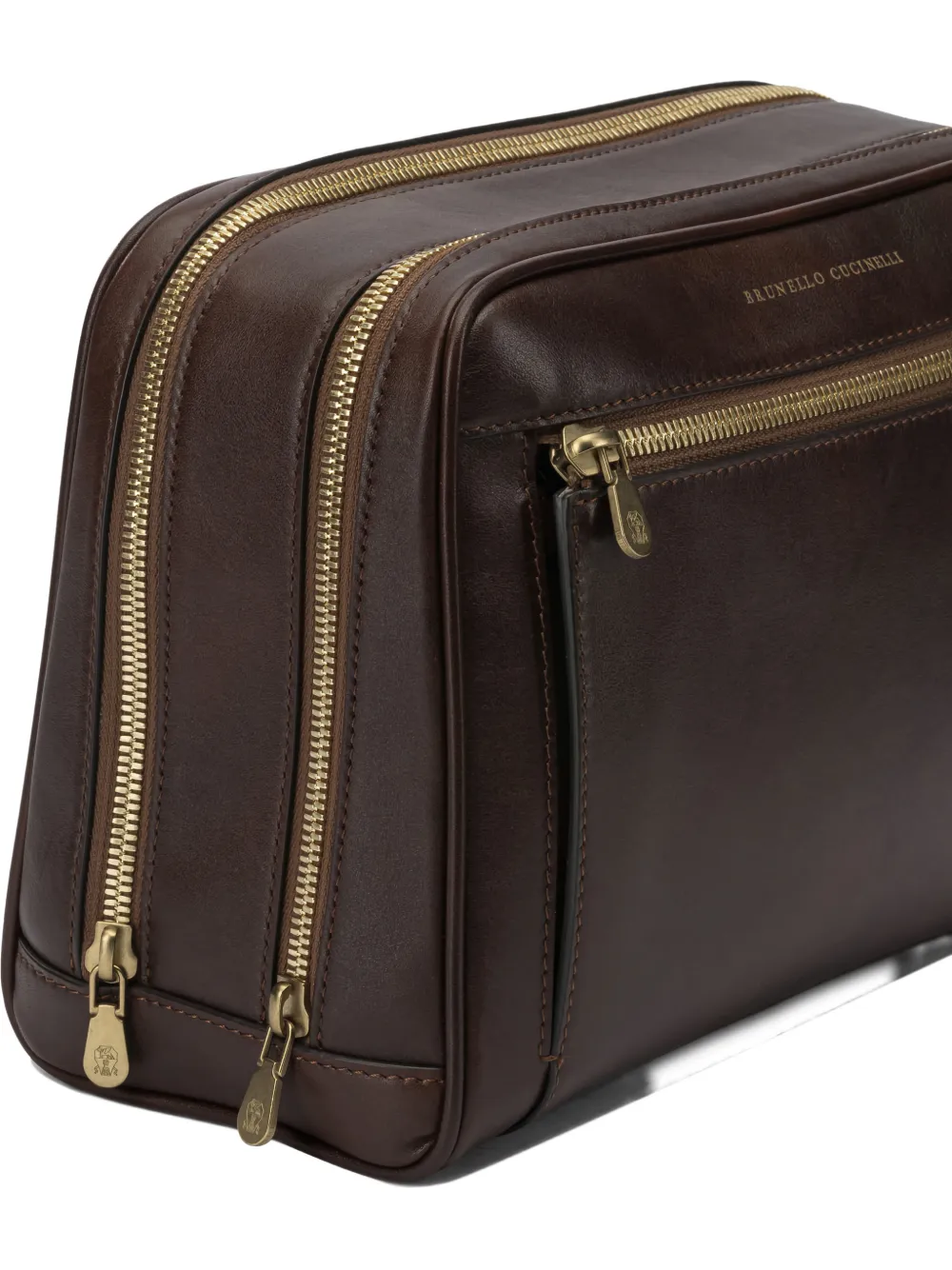 Brunello Cucinelli zip clutch bag Bruin