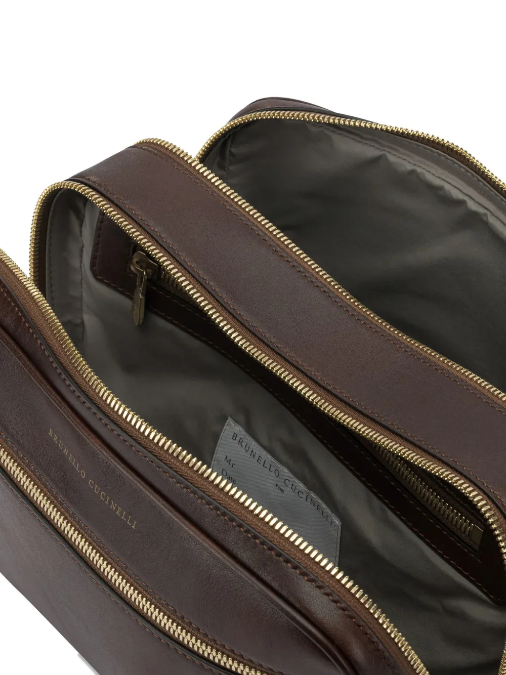 Brunello Cucinelli zip clutch bag Bruin