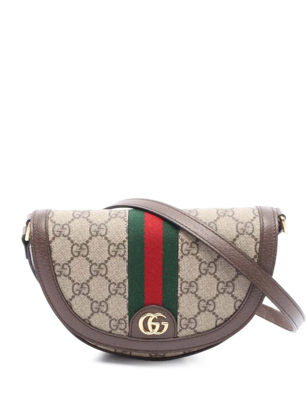 Gucci Pre-Owned 2016-2025 スモール GGスプリーム ウェブ オフィディア ショルダーバッグ - ブラウン