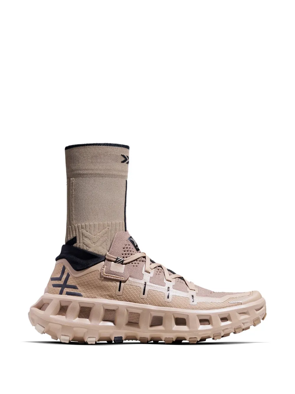 X BIONIC sock-style lace-up sneakers Beige
