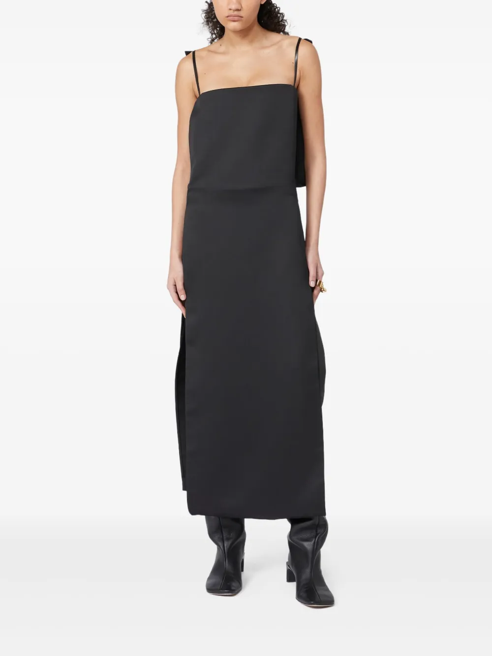 Max Mara Square-neck Maxi Dress In Black